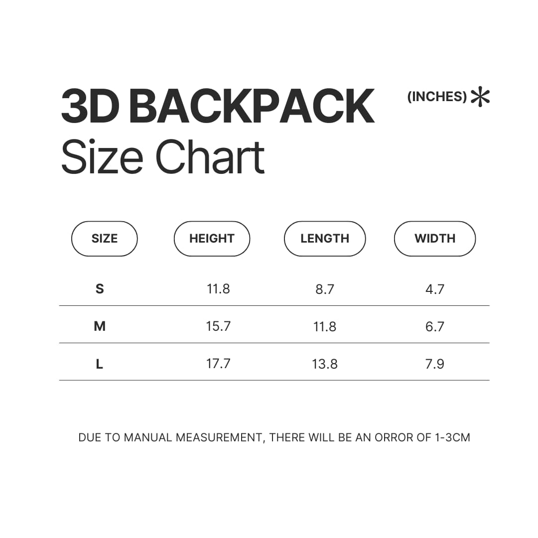 3D Backpack Size Chart - Neon Genesis Evangelion UK Store