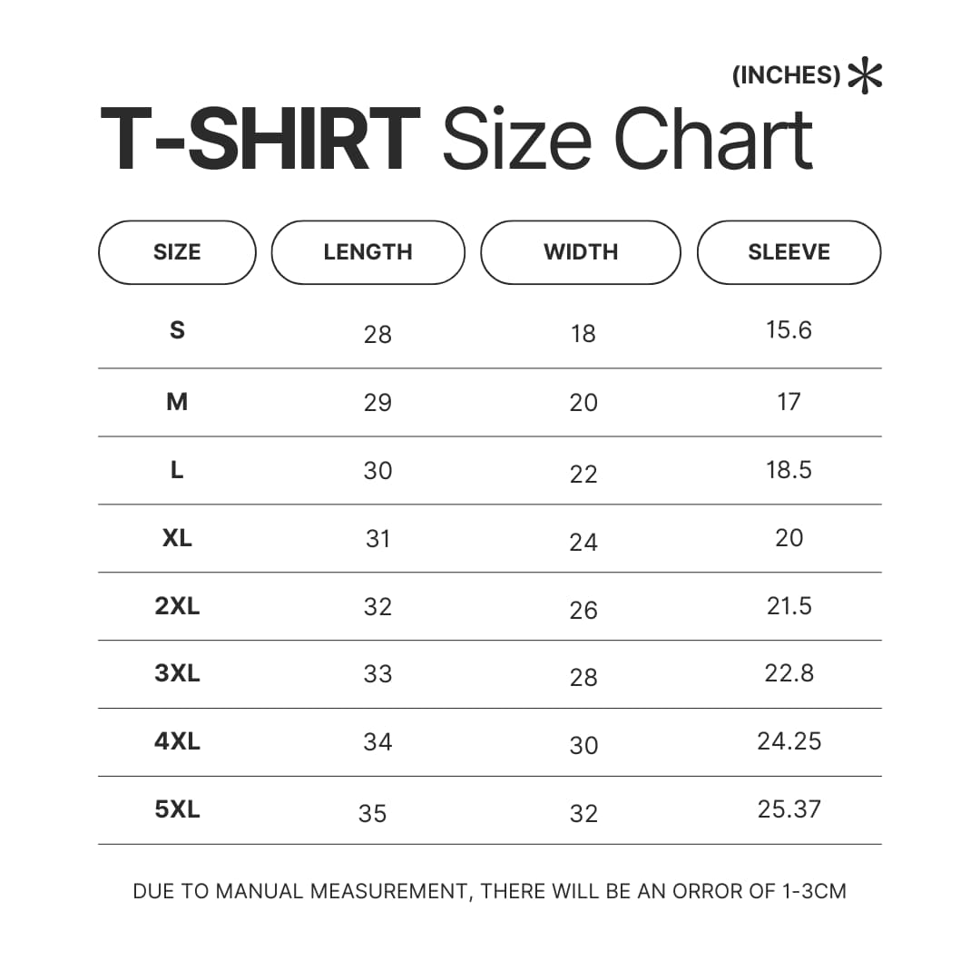 T shirt Size Chart - Neon Genesis Evangelion UK Store