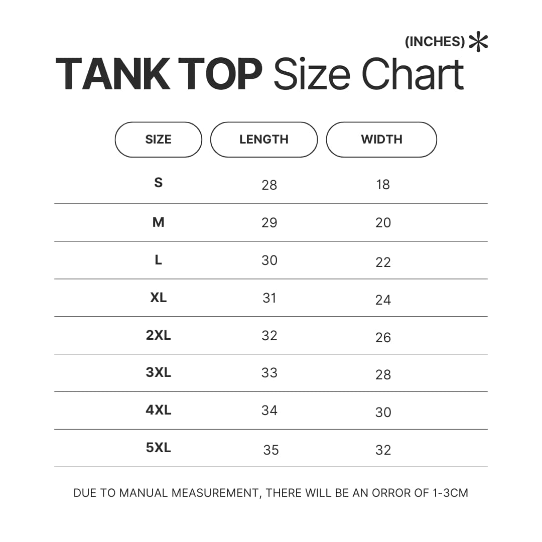 Tank Top Size Chart - Neon Genesis Evangelion UK Store