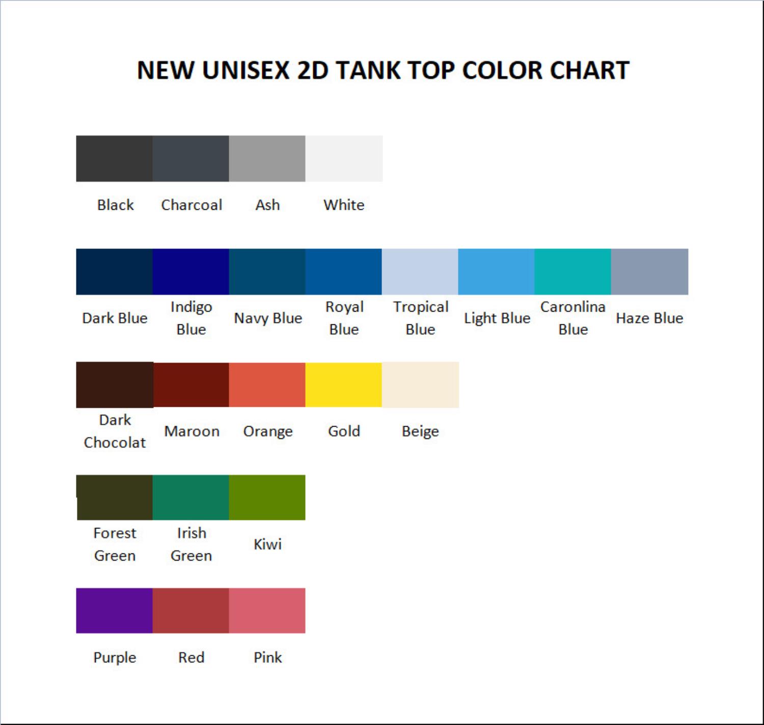 tank top color chart - Neon Genesis Evangelion UK Store