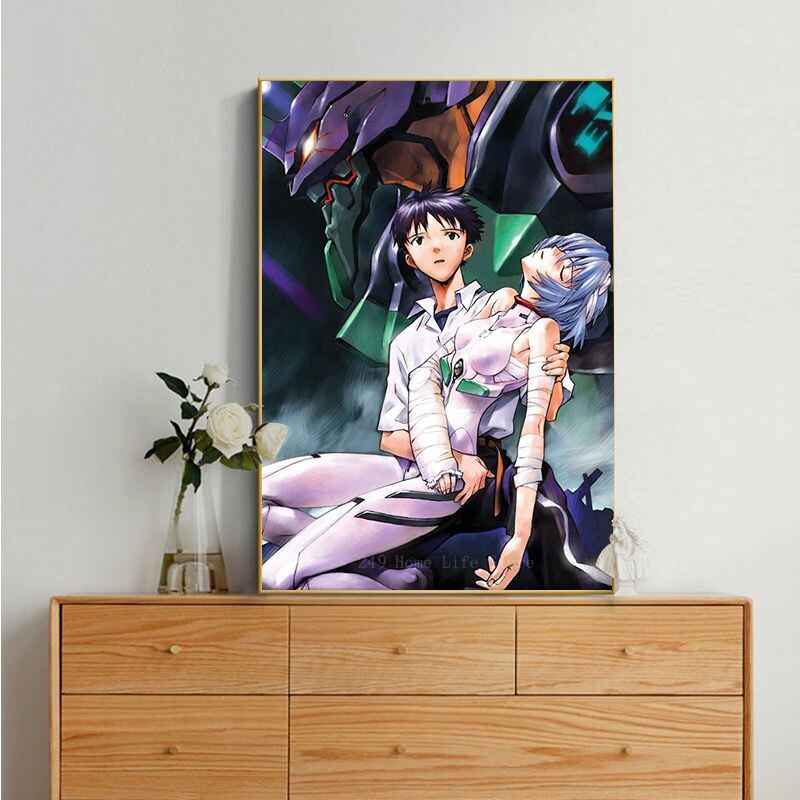 Ikari Shinji And Ayanami Rei Evangelion Classic Vintage Wall Art