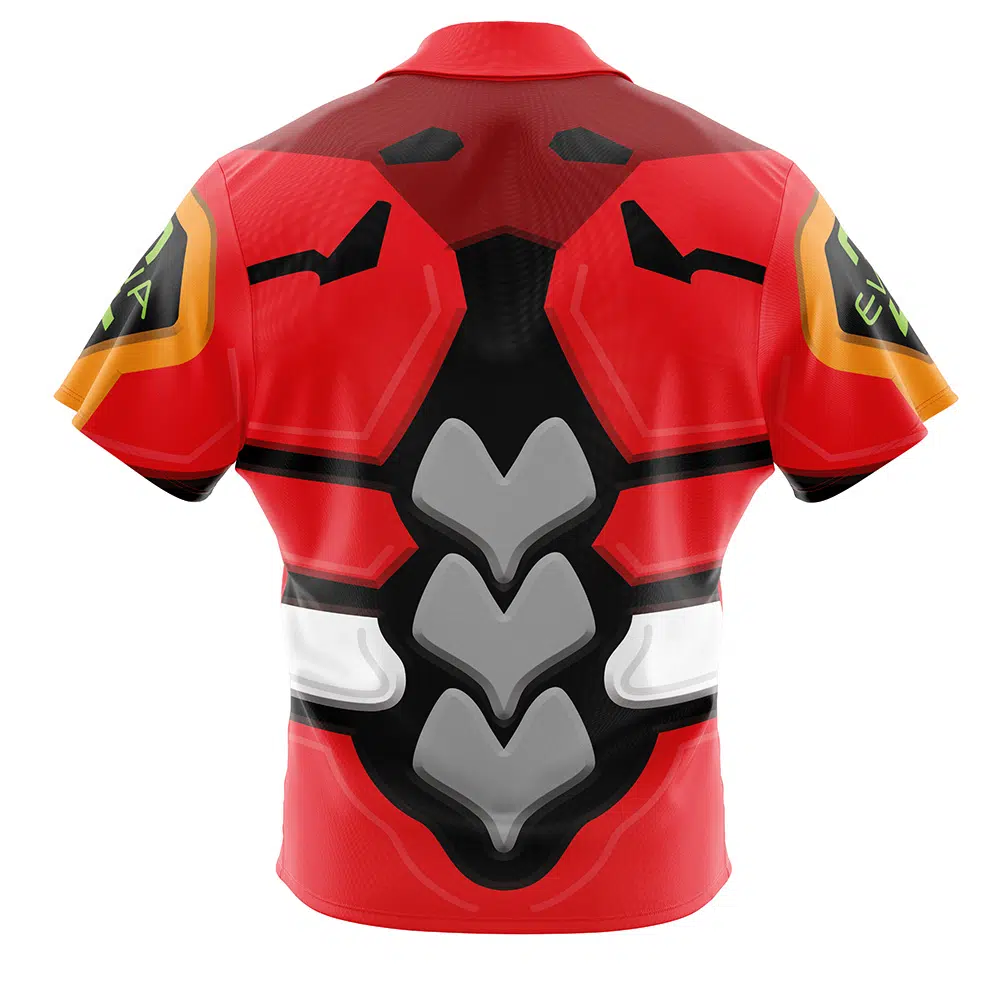 Eva 02 Evangelion Short Sleeve Hawaiian Shirt BACK mockup - Neon Genesis Evangelion UK Store