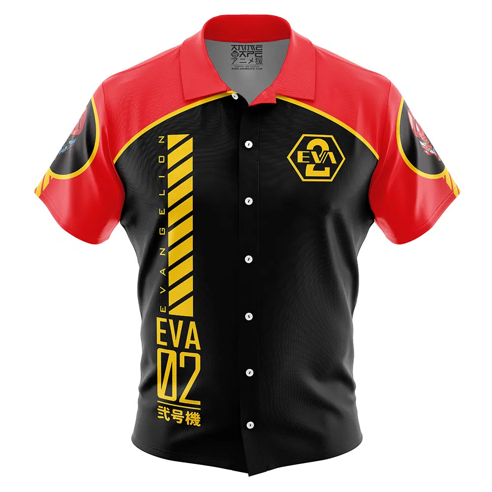 Eva 2 NGE Short Sleeve Hawaiian Shirt FRONT mockup - Neon Genesis Evangelion UK Store