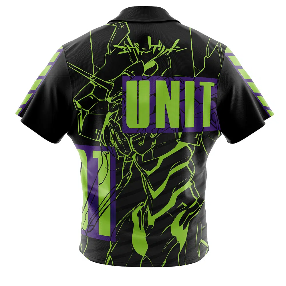 Shinji Ikari NGE Short Sleeve Hawaiian Shirt BACK mockup - Neon Genesis Evangelion UK Store