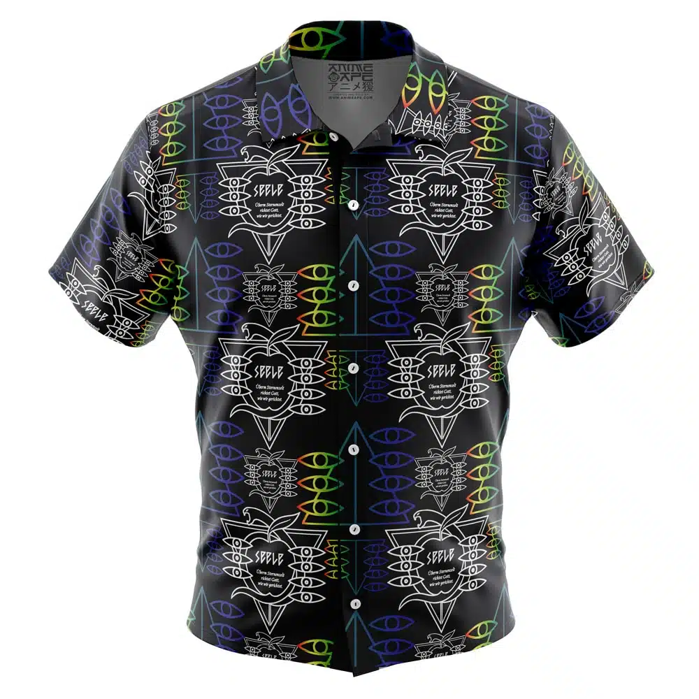 seele Button Up Hawaiian Shirt front new - Neon Genesis Evangelion UK Store